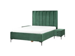 Conjunto De Dormitorio Beliani Sezanne De Terciopelo Verde 150x215x142