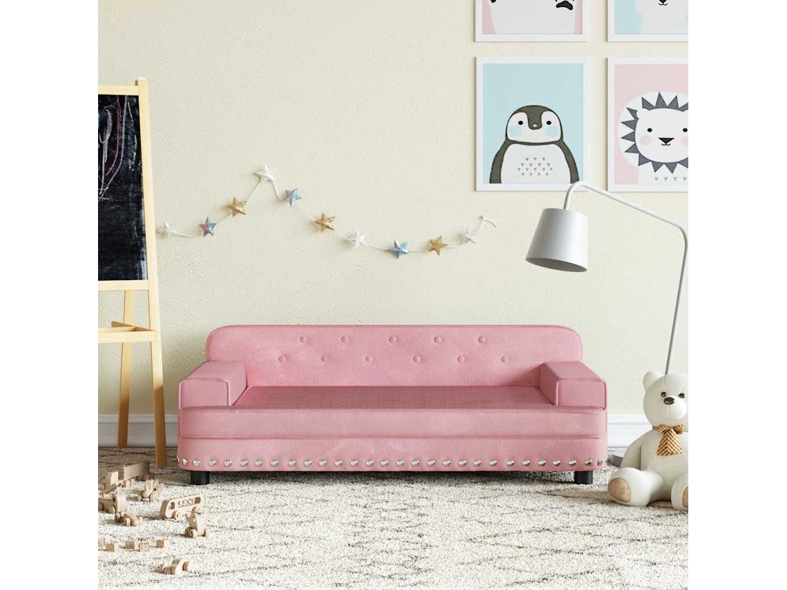 Vidaxl Sofá Infantil 90x53x30 Cm Veludo Rosa