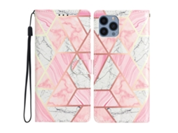 Capa Pega Mármore Para Iphone 15 Pro Pele Sintética Rosa