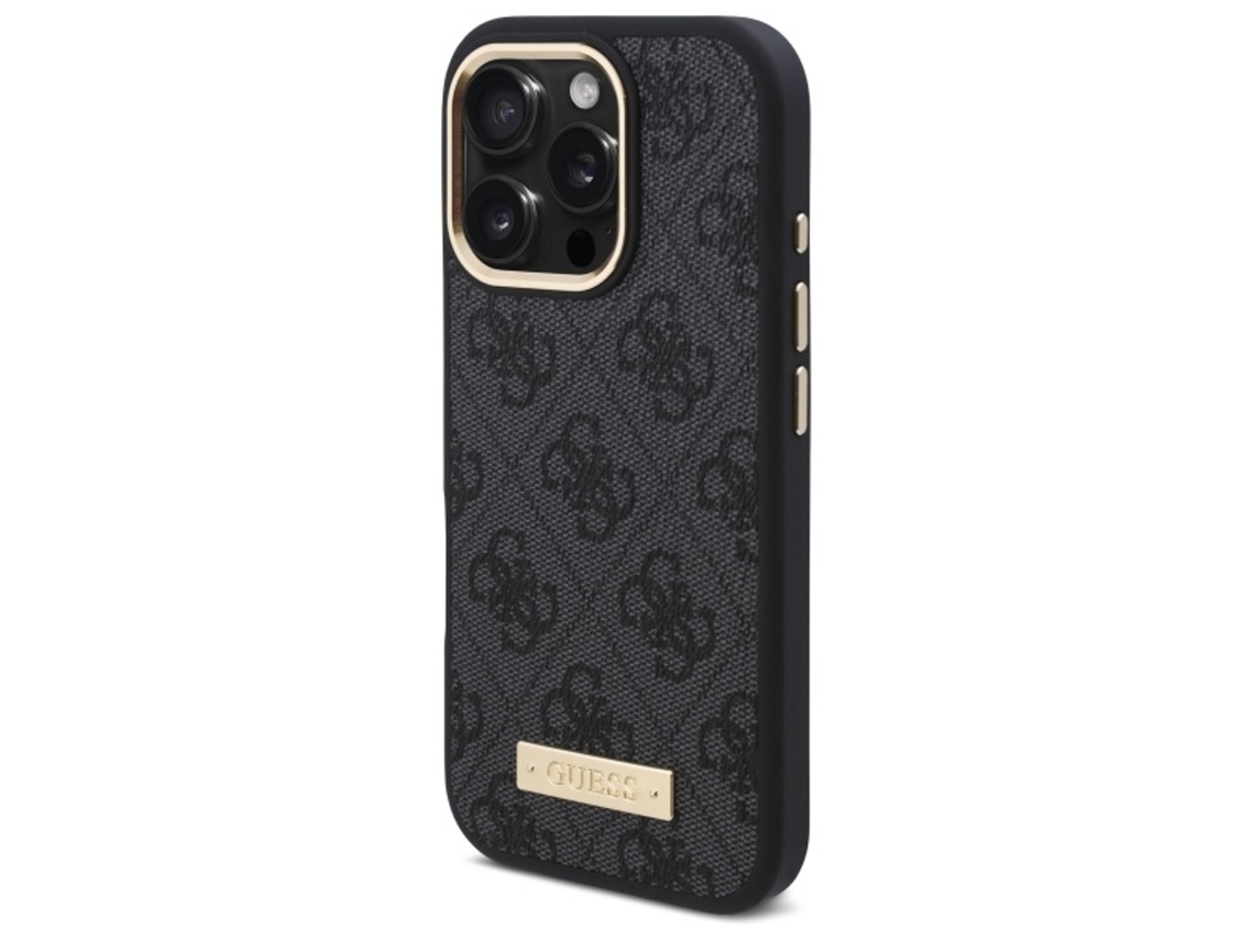 Capa para iPhone 16 Pro Max GUESS Pele Sintética Rígida Preto