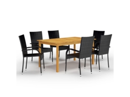 Vidaxl 7 Pcs Conjunto De Jantar Para Jardim Preto