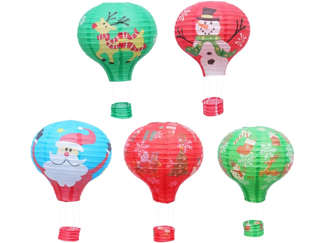 Conjunto De 5 Lanternas De Natal Dobráveis De Papel, Decorações Redondas Para Pendurar.
