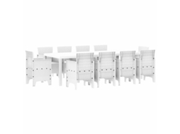Conjunto 11 Conjunto De Jantar Para Jardim Vidaxl Branco Polipropileno (250 X 100 X 73 Cm)