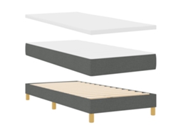 Conjunto 1 Cama Box Vidaxl Cinzento Tecido (80 X 200 Cm)
