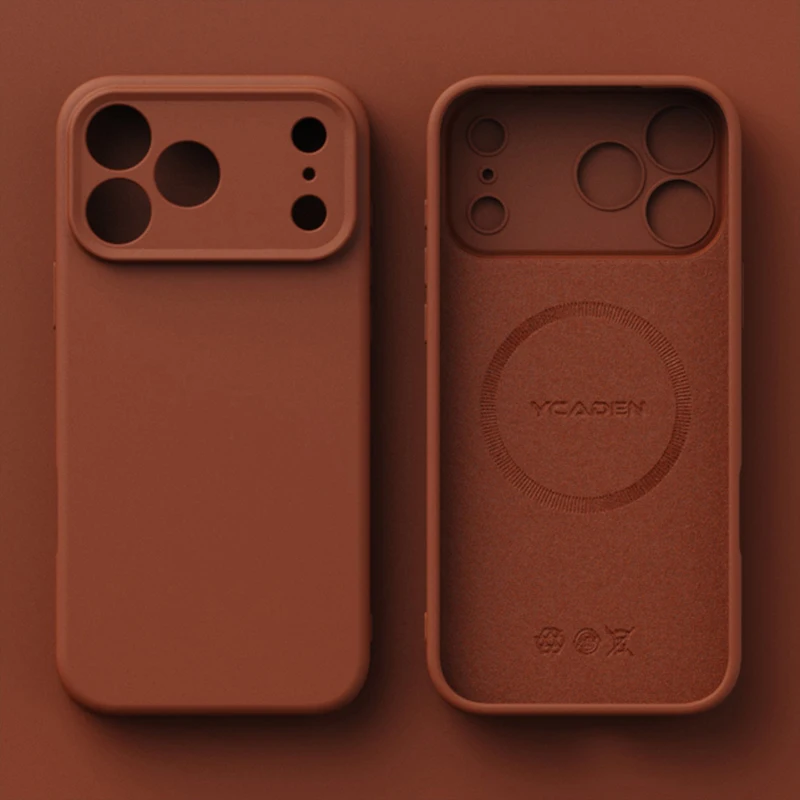 (marrom-avermelhado 13) Capa De Celular Original Em Silicone Líquido Magnético, Compatível Com Carregamento Sem Fio.