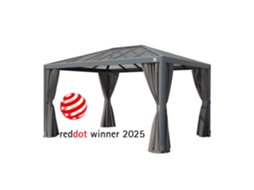 Primeyard Gazebo De Jardim 3x4 M Com Teto De Policarbonato Hardtop Pavilhão Com 4 Cortinas Em Cinza Toolport