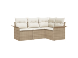 Conjunto 4 Móveis De Jardim Vidaxl Bege Vime Pe (187,5 X 132,5 X 69 Cm)