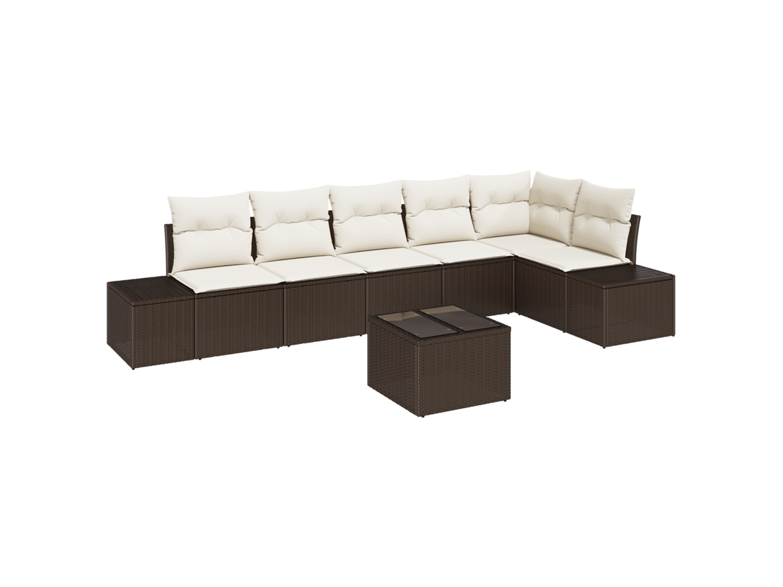 Conjunto 7 Conjunto De Sofá Modular Vidaxl Castanho Vime Pe