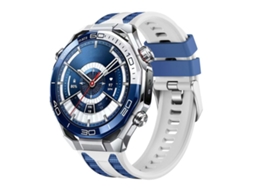 Bracelete Para Huawei Watch Ultimate 2 - Silicone Bicolor - Fivela De Pino Prateada Branco E Azul