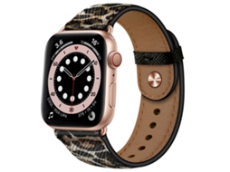 Bracelete para Apple Watch 42/44/45/49mm Couro Genuíno Leopardo XIAOMOYU