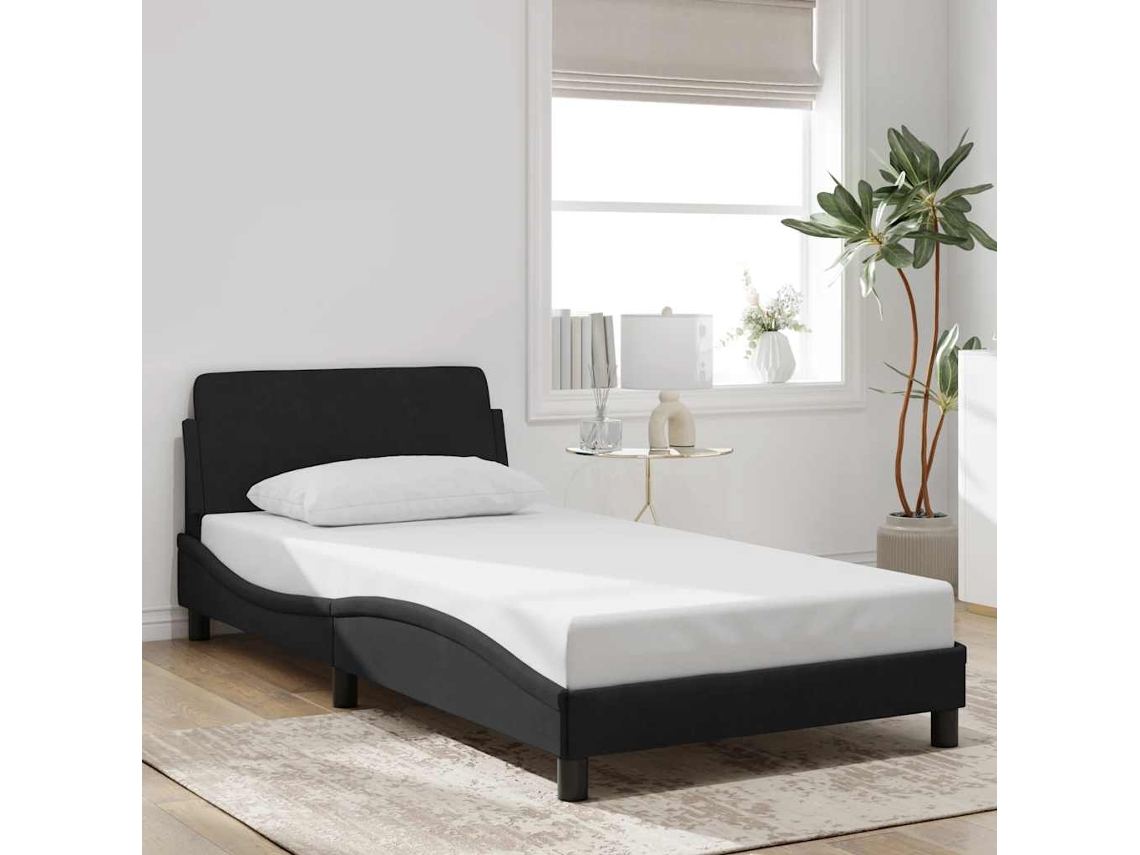 Vidaxl Estrutura De Cama Dover 100x200 Cm Veludo Preto