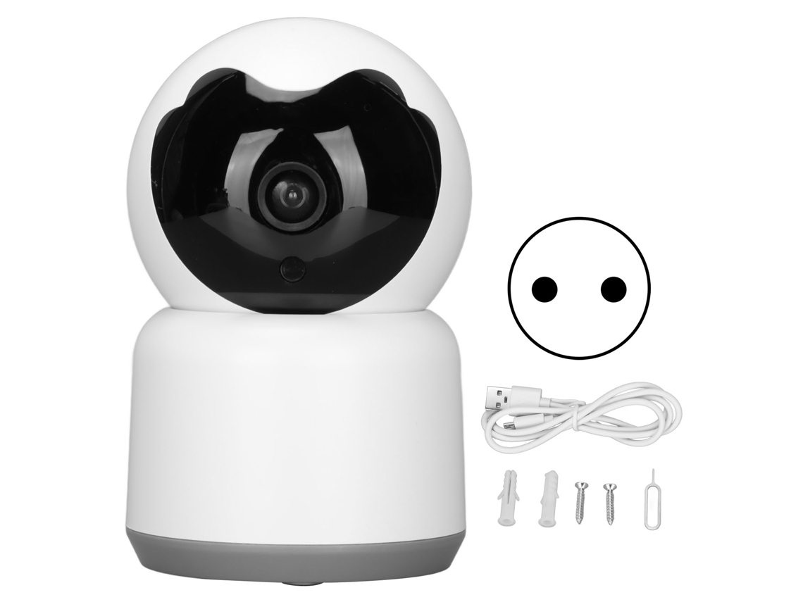 Câmera de Segurança Inteligente para Interiores TUYA com Enchufe Europeu, 1080p, Wi-Fi, Visão Noturna e Áudio Bidirecional (S/MARCA)