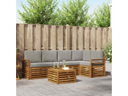 Vidaxl Conjunto De Sofás Para Exterior 6 Unid. Cinza Natural E Claro