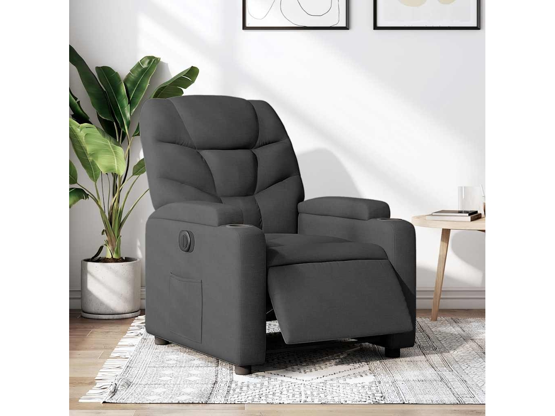 Vidaxl Poltrona Elétrica Reclinável Tecido Preto