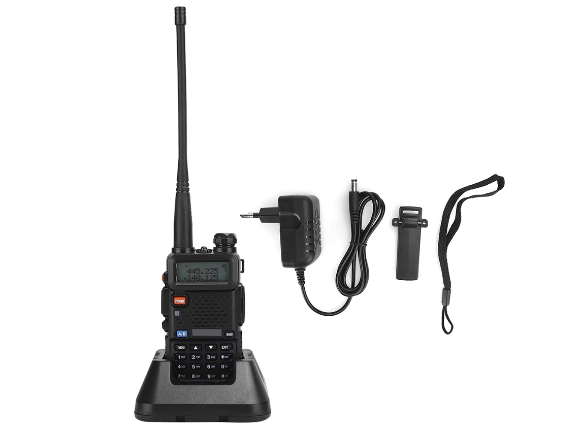 Rádio Walkie-talkie Automotivo BF UV5R 8W Dual Band Com Bateria Integrada (100-240V) (EU) - Aquaforge