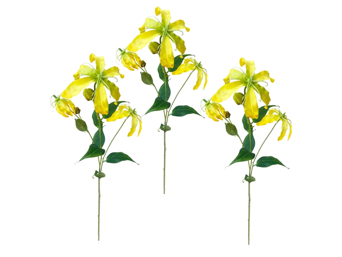 3 Peças de Flor Artificial Lírio, Da, Chama(erythrina) para Casamento BRILVIBERA (amarelo)