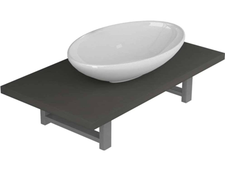 Conjunto de Casa de Banho  Cinzento e Branco oval (Cerâmica - 60x40x16.3cm)