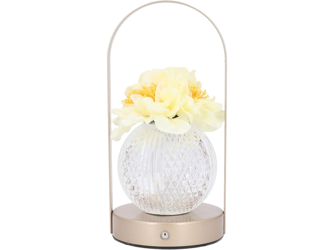 Luminária De Cristal Em Formato Flor, Com Led Recarregável E