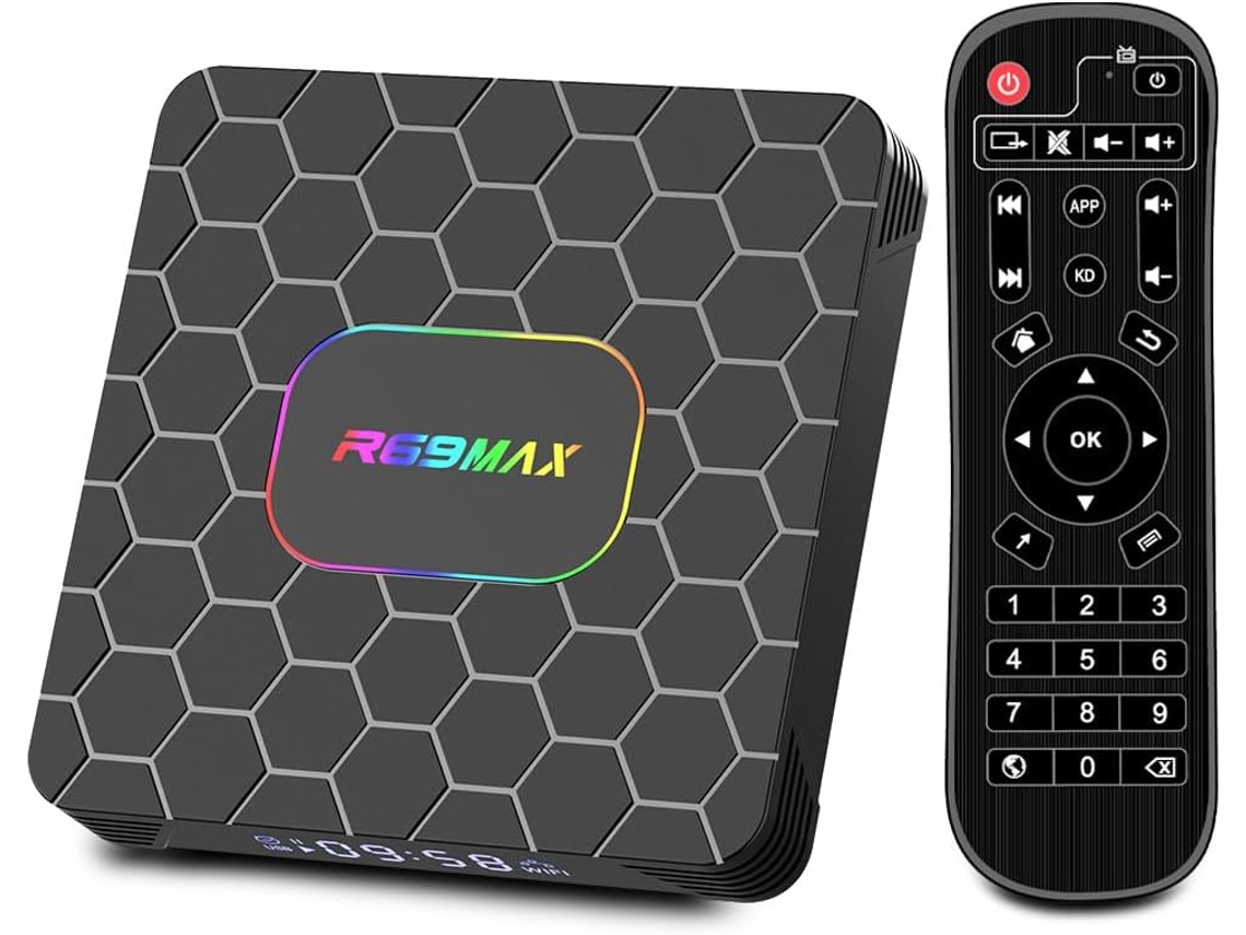 Tv Box Android 14.0, Smart Tv Box R69max Com 4 Gb De Ram, 32 Gb De Rom, Rk3528 Quad Core Arm Cortex A53 Mali-450 Gpu Com Suporte Para 8k (pr