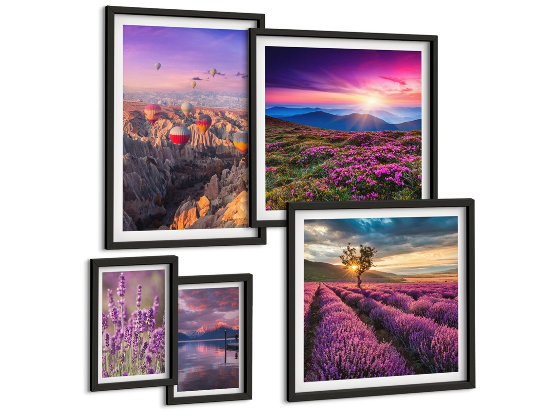 Conjunto De Pinturas Paisagem De Lavanda Balões Espelharte (5 Peças)