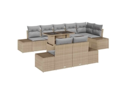 Maison Exclusive - Conjunto De Sofá De Jardim 9 Pcs Bege E Cinza Claro Vime Pe