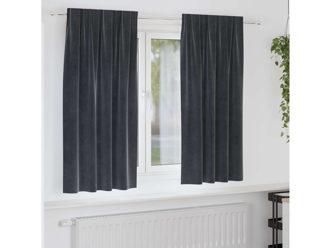 Vidaxl Cortinas Opacas 2 Unid. Cinzento-escuro 140 X 175 Cm Veludo