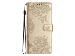 Capa De Celular Em Pu Com Estampa De Borboleta E Flor De Cerejeira