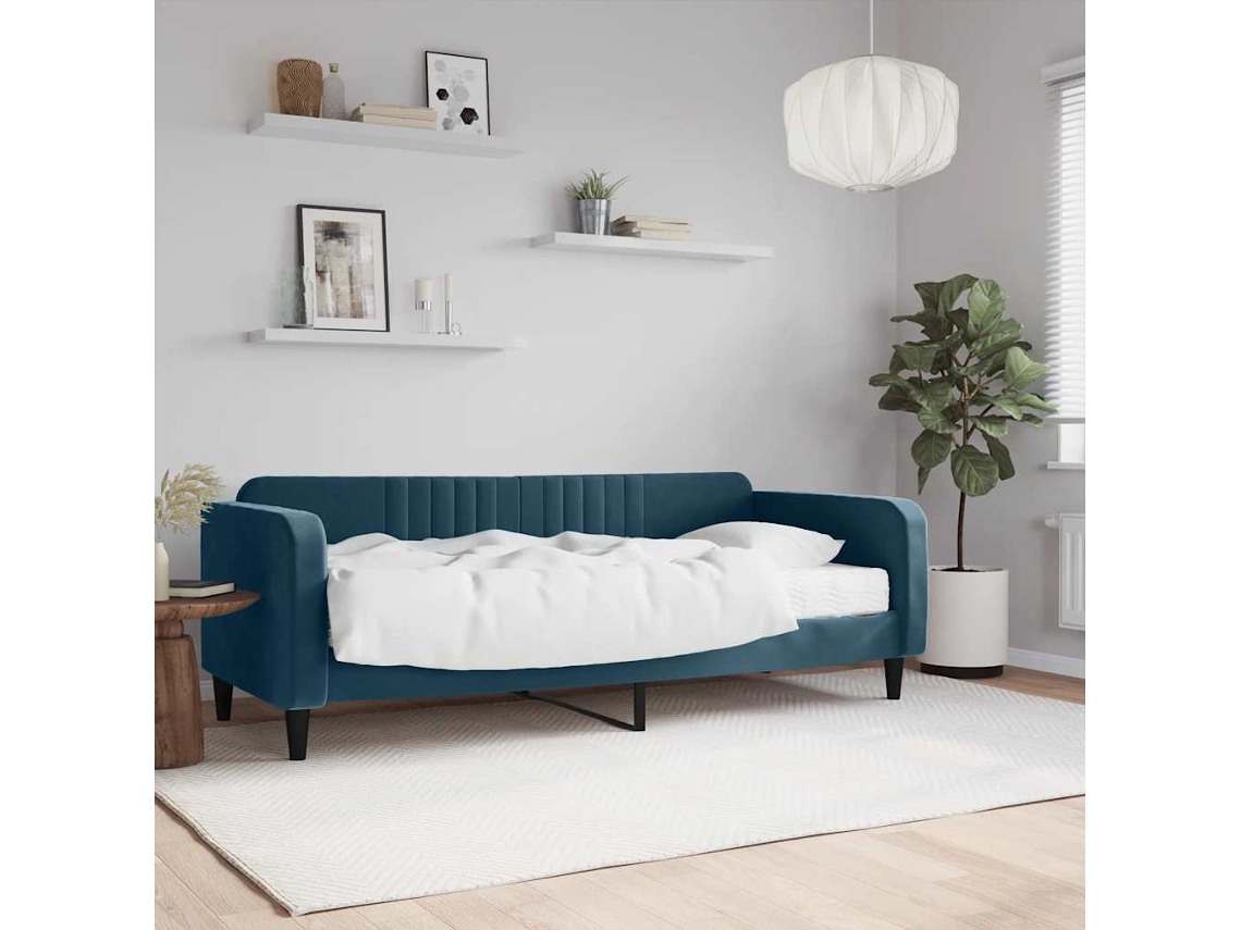 Vidaxl Sofá-cama Com Colchão 90x200 Cm Veludo Azul