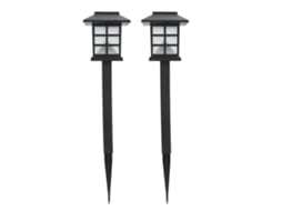 Conjunto de 2 Luminárias Solares de Led para Jardim, para Calçada e Caminho, em Formato de Casinha. CHABERLU