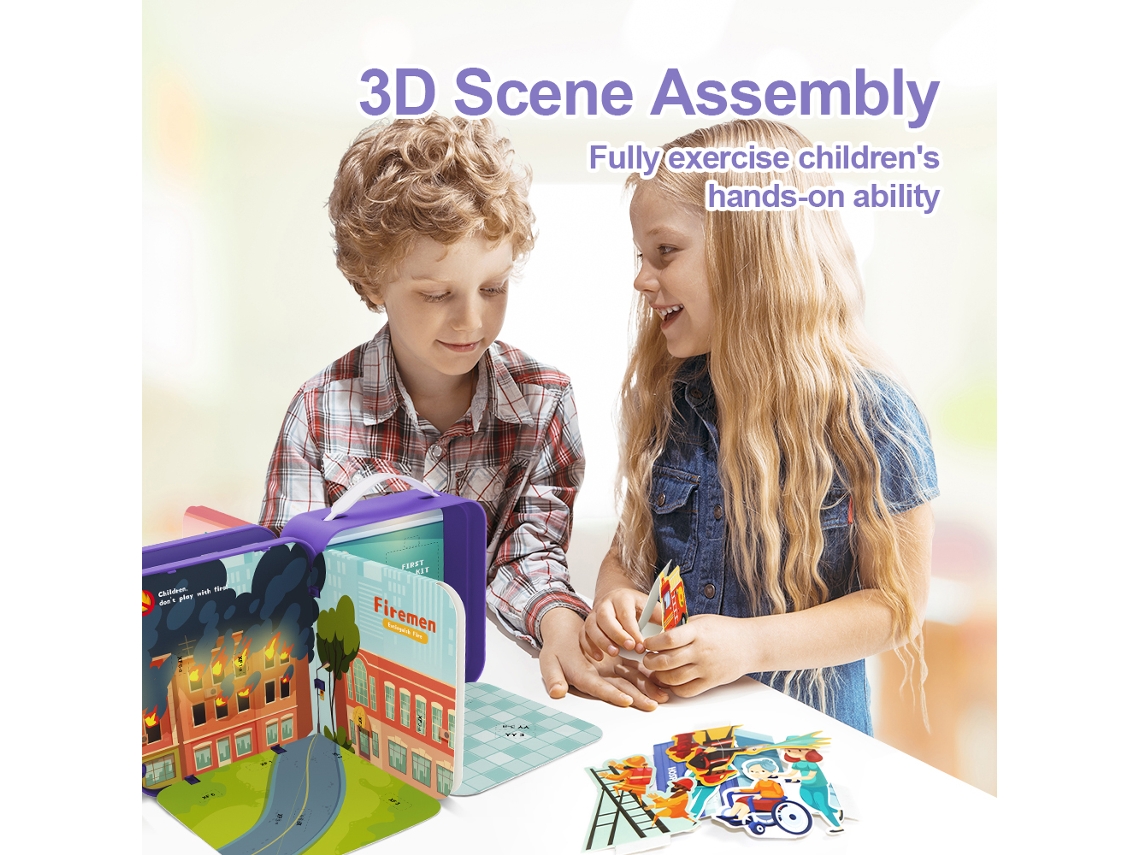 Walshlxq livro de Quebra cabeça 3d e Brinquedo Diy para Crianças 3+ Anos Presente de Natal Educação Pré escolar
