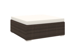 Vidaxl Apoio De Pés Seccional C/ Almofadão 1 Pc Vime Pe Castanho