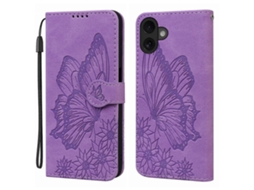 Capa De Celular De Couro Com Estampa De Borboletas Retrô E Relevo Horizontal