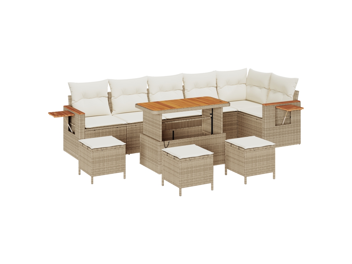 Conjunto 12 Conjunto De Sofá Modular Vidaxl Bege Vime Pe (289 X 192 X 85 Cm)