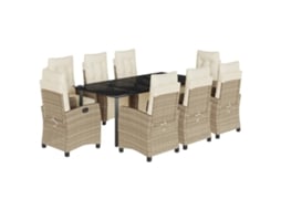Conjunto de 9 Jantar para Jardim com Almofadões Vime Pe Bege MAISON EXCLUSIVE