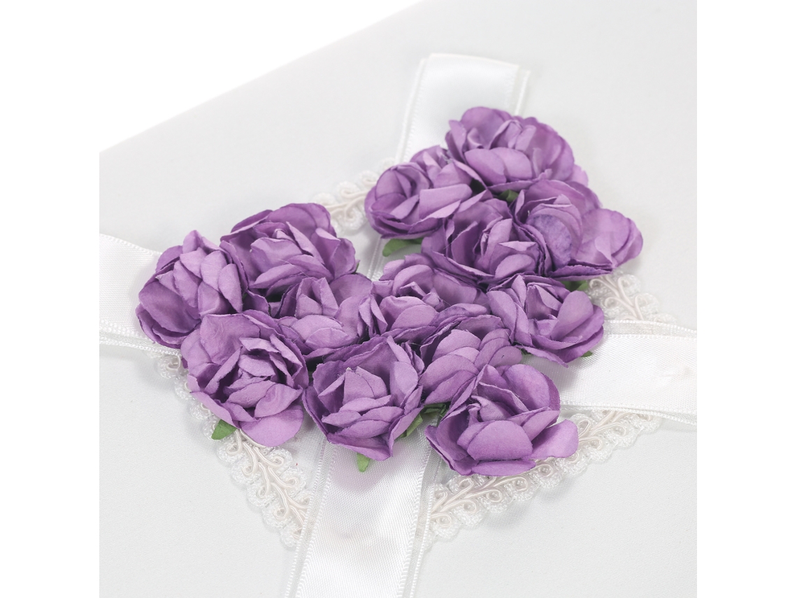 Kit de suprimentos de casamento: cesta da florista + travesseiro para anel + livro de visitantes + porta canetas + cinta roxa S/MARCA