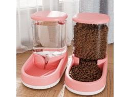 Dispensador Automático de Água e Comida para Cães, Gatos, 2 Tigelas de 3, Rosa AQUAFORGE