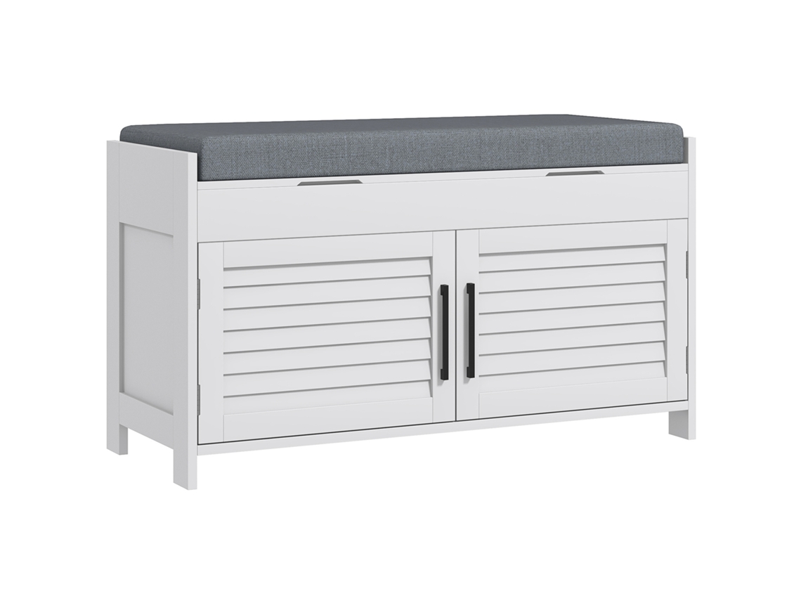 Prateleira Sapateira com ajustável em 6 níveis, MDF e Linho Sintético, 90x36x50 cm, branco e cinza BTFORUS