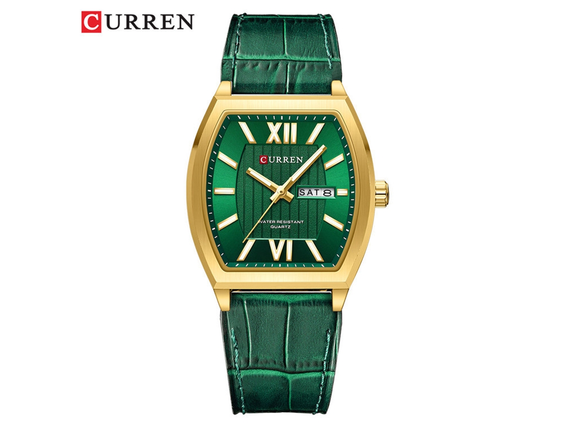 Relógio de Quartzo Elegante, À Prova D'água, com Pulseira de Aço, MDUG (verde e Dourado)