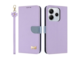 Capa De Celular Com Estampa De Laço E Alça De Pulso, Vermelha E Roxa, Para Xiaomi Redmi Note 14 5g / Poco M7 Pro 5g