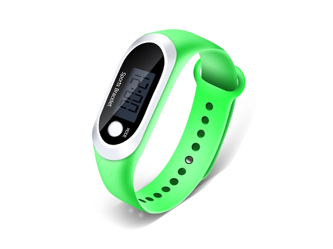 Pulseira Desportiva Multifuncional Ecrã Led À Prova de Água Contador de Calorias com Poupança de Energia de Silicone Verde
