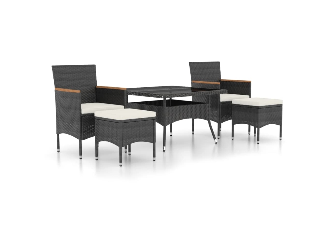 Maison Exclusive - 5 Pcs Conjunto Jantar P/ Jardim Vime Pe E Vidro Temperado Preto