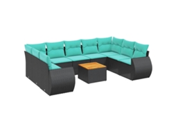 Conjunto de Sofá Jardim 3 Peças Almofadas Rattan Sintético MAISON EXCLUSIVE