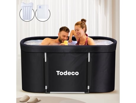 Banheira Dobrável Todeco Para Adultos, Banheira De Hidromassagem Grande Portátil Com Suporte De Metal Reforçado, 120 X 55 X 50 Cm