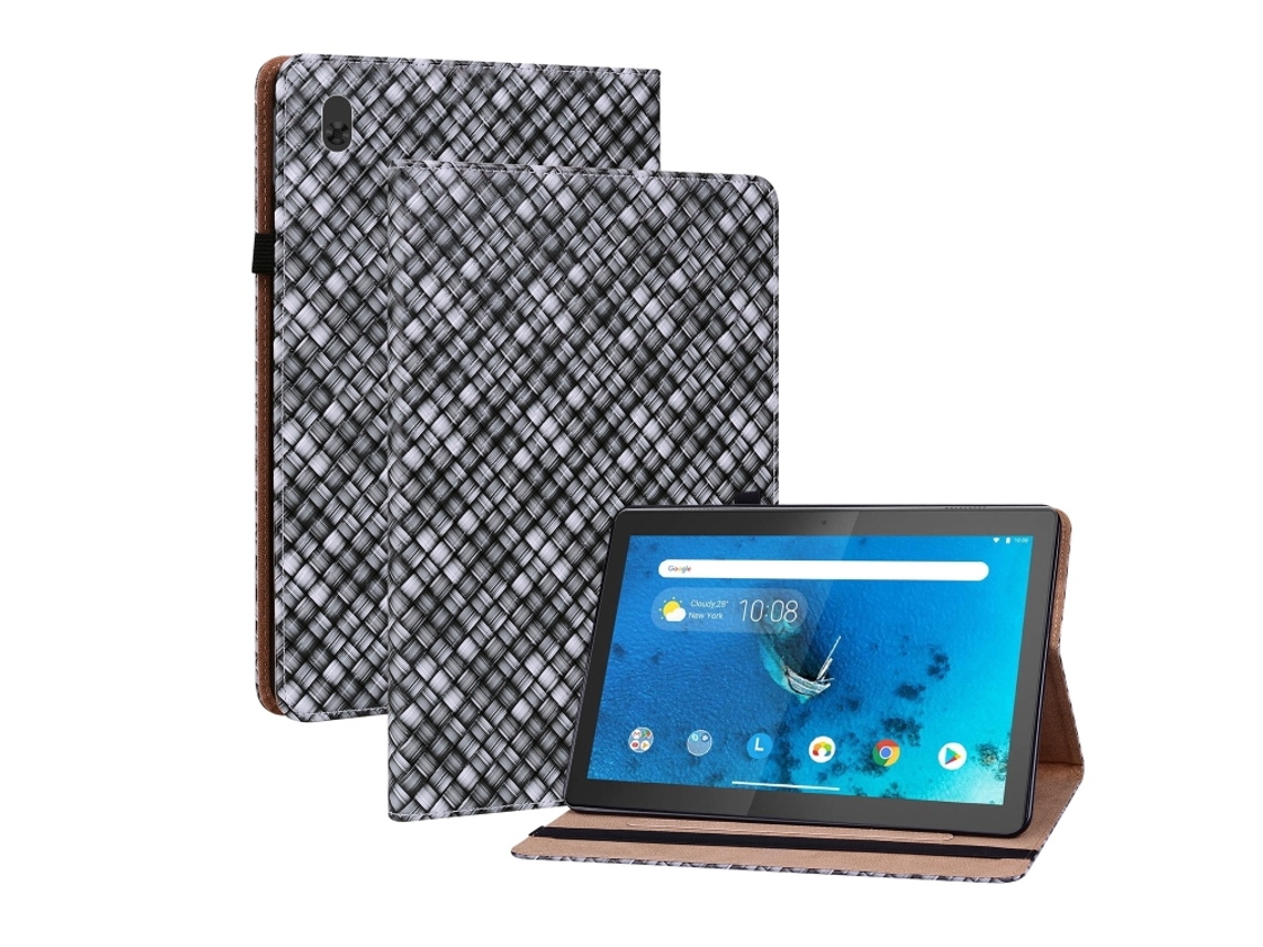 Capa De Couro Trançado Colorido Halinuia Com Suporte Para Lenovo Tab M10 Tb‑x605l