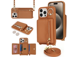 Suporte Casa Pega Para Iphone 15 Pro Max Pele Sintética Castanho