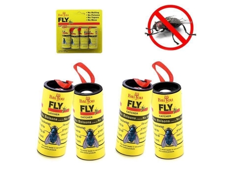 Baiou® 4 Fitas Adesivas Anti Mosca Atraentes Rolos Pegadores De Moscas, Mosquitos E Insetos Cobye