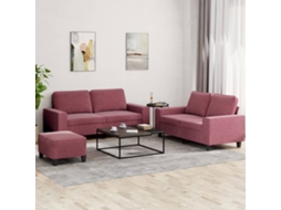 Vidaxl 3 Pcs Conjunto De Sofás Tecido Vermelho-tinto