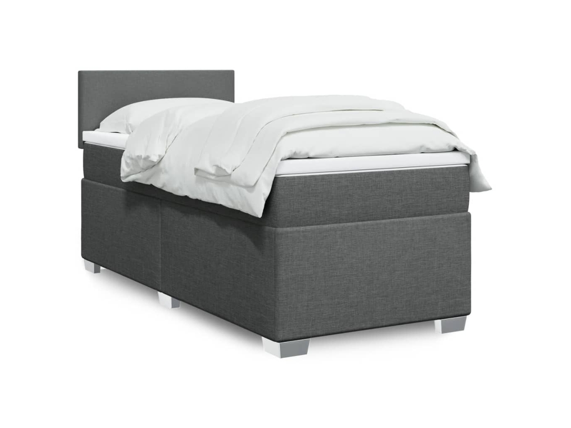 Vidaxl Cama Com Molas/colchão 90x200 Cm Tecido Cinzento-escuro