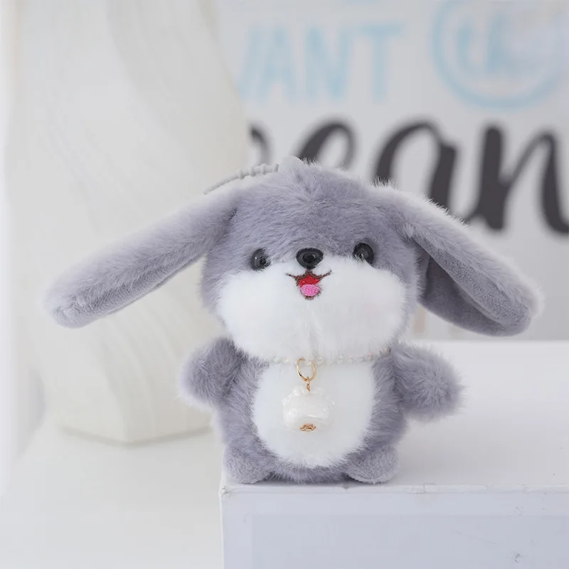 Chaveiro/pingente de Bolsa em Forma de Coelho Fofo de Orelhas Caídas , 13 Cm. MDUG (cinza)
