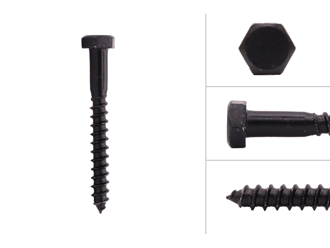 Parafusos Sextavados Pretos de Madeira M8 X 70 Mm 10 Peças WOVAR
